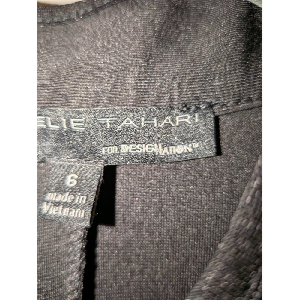 Elie Tahari for DesignNation Black Zip Front Scuba Sheath Dress Mesh Trim Size 6 - Picture 8 of 10